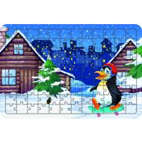 Kaykaycı Penguen 108 Parça Ahşap Çocuk Puzzle Yapboz