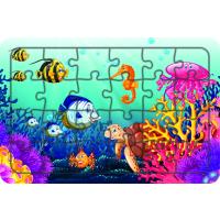 Deniz Canlıları 24 Parça Ahşap Çocuk Puzzle Yapboz Model 10