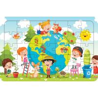 Dünya ve Çocuklar 35 Parça Ahşap Çocuk Puzzle Yapboz