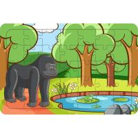 Goril ve Kurbağa 35 Parça Ahşap Çocuk Puzzle Yapboz