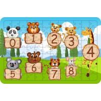 Hayvanlar ve Sayılar 108 Parça Ahşap Çocuk Puzzle Yapboz