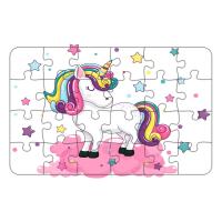 Sevimli Unicorn 24 Parça Ahşap Çocuk Puzzle Yapboz Model 1