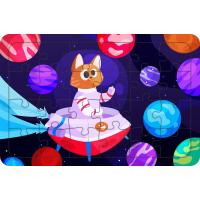 Uzaydaki Kedi 24 Parça Ahşap Çocuk Puzzle Yapboz